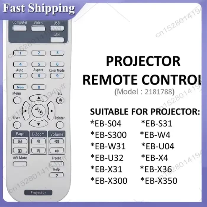 ABDH pour remplacement de télécommande de projecteur EPSON pour la série EB (code modèle: 21181788)
