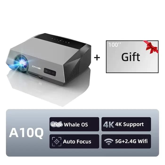 Projecteur CAIWEI A10Q 4K Full HD 1080P Cinéma Maison Google TV WiFi Smart TV Mise au Point Automati