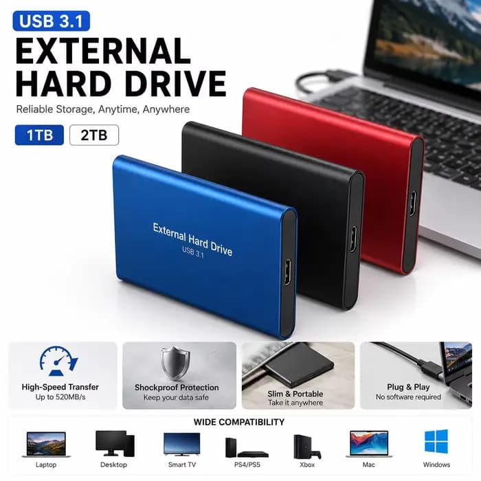 Disque SSD portable USB Type-C pour la sauvegarde des fichiers informatiques