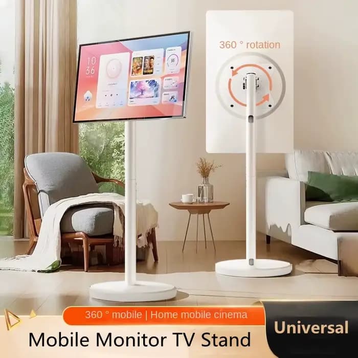 Meuble TV mobile réglable-360 ° Support au sol rotatif pour écrans OLED/LED 10-42"