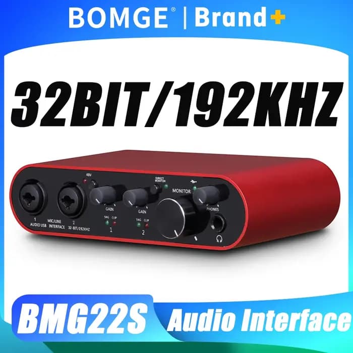 Interface audio BOMGE BMG-22S Carte son professionnelle 32 bits/192 kHz et amplificateur double cana