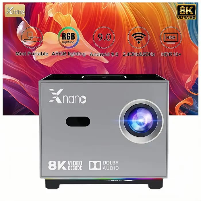 Projecteur XNANO X3 Android 9.0 WiFi 6 Bluetooth 5.0 720P Natif Prise en charge 8K Mise au point automatique Correction trapézoïdale Audio Dolby ARGB Cinéma Maison