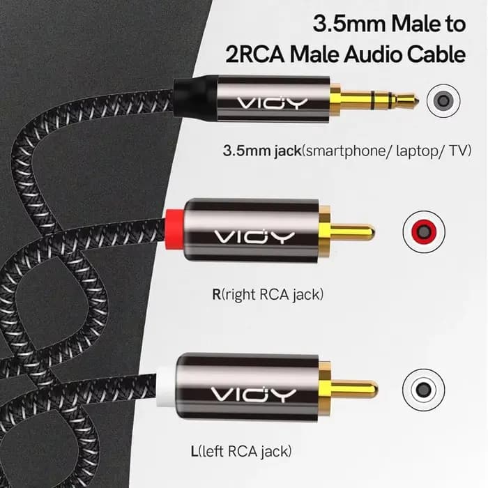 Câble audio stéréo RCA vers 3.5mm mâle vers 2RCA mâle