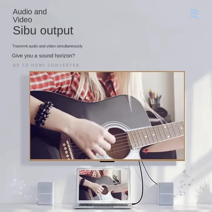 Câble Adaptateur Dp vers HDMI, 1.8m, 4K HD, pour Moniteur d'Ordinateur
