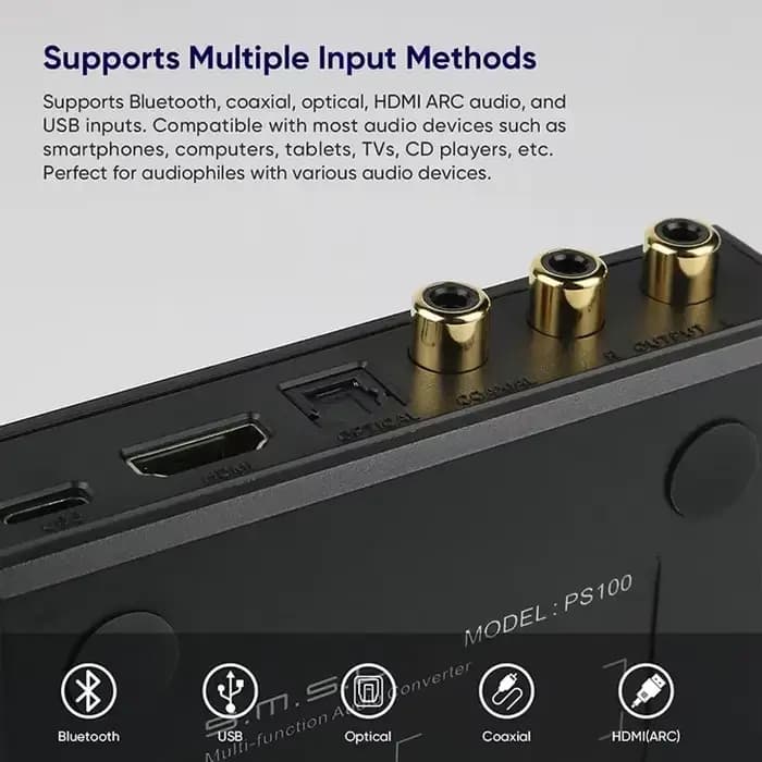 SMSL PS100 convertisseur Audio multifonctionnel DAC HDMI ARC ES9023 puce
