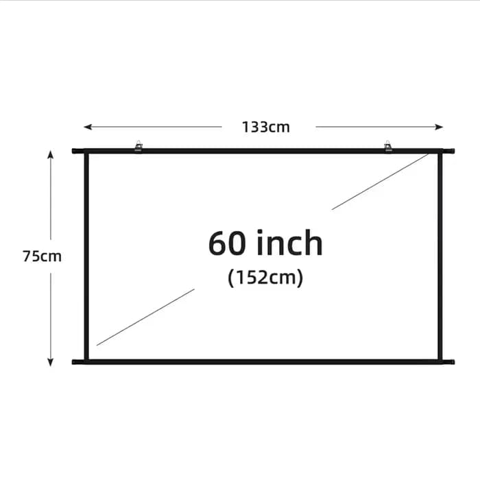 XIAOHUI Écran de projecteur mural Lait râpé 60-133 pouces Blanc sans plis 160 °