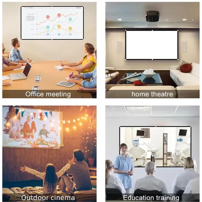 Écran de projecteur souple haute densité blanc moins de plis 60-200 pouces Support pliable portable Projection double face film extérieur