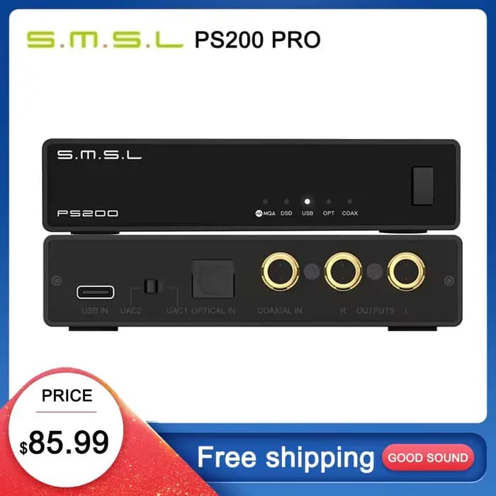 SMSL PS200 PRO DAC convertisseur Audio multifonctionnel DAC haute résolution MQA DSD512 double décod