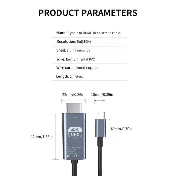 Câble adaptateur type-c vers HDTV
