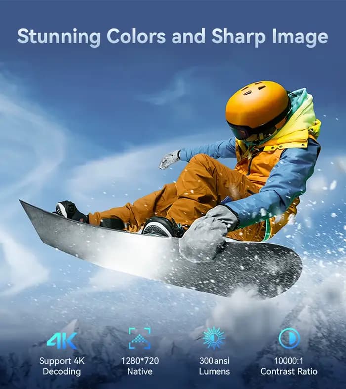 PROGAGA PG310 Mini projecteur Portable 4K 1080P 720P Android 300Ansi BT5.4