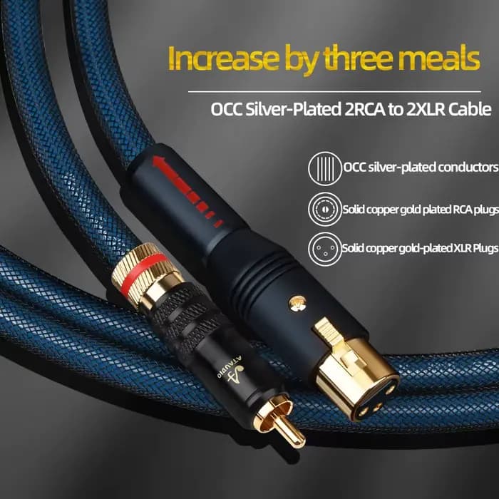 ATAUDIO HiFi 2RCA vers 2XLR câble Audio haute qualité OCC plaqué argent