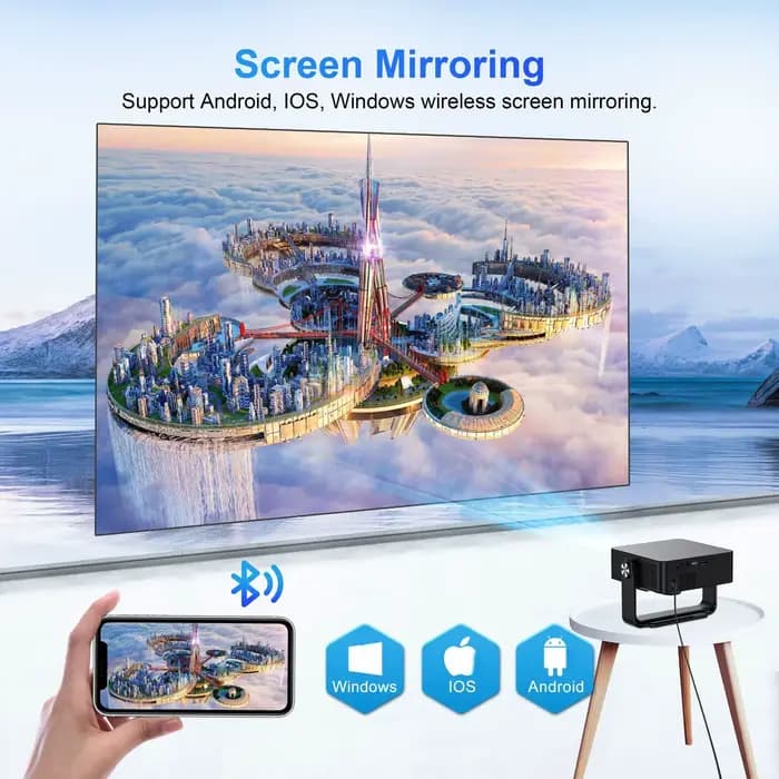 Projecteur XNANO natif 1080P Android 13 avec mise au point automatique et correction trapézoïdale 360° °