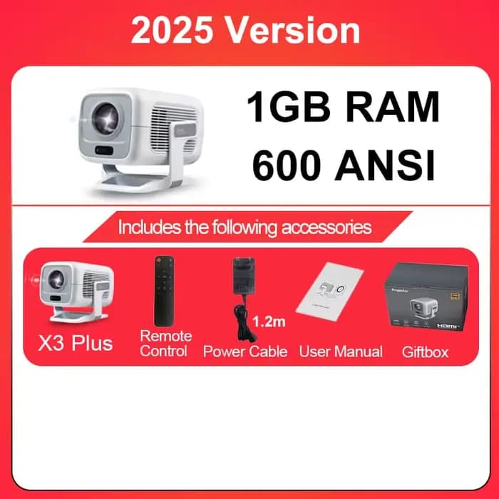 Projecteur Huaweishi X3 Plus 2026 Android 4K Natif Portable 1080P Mise au Point Automatique Vidéo Ci