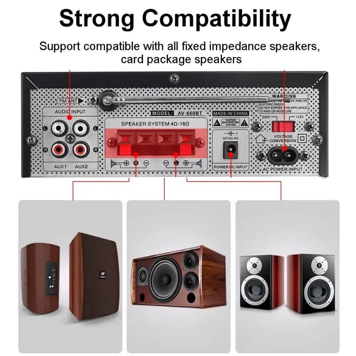 Amplificateurs de puissance audio AK35/AV-660BT 2 canaux HiFi compatible Bluetooth système de son de cinéma maison 110/220V