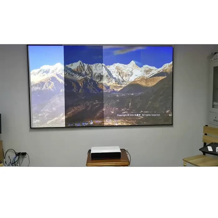 Écran de projection à cadre fixe pour projecteur laser UST 4K à jet ultra court 60-150 pouces 4 matériaux disponibles
