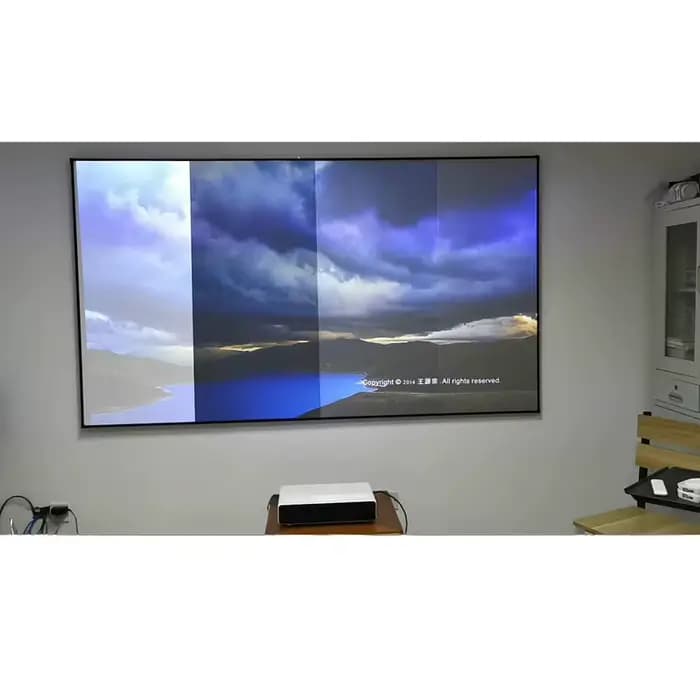 Écran de projection à cadre fixe pour projecteur laser UST 4K à jet ultra court 60-150 pouces 4 matériaux disponibles