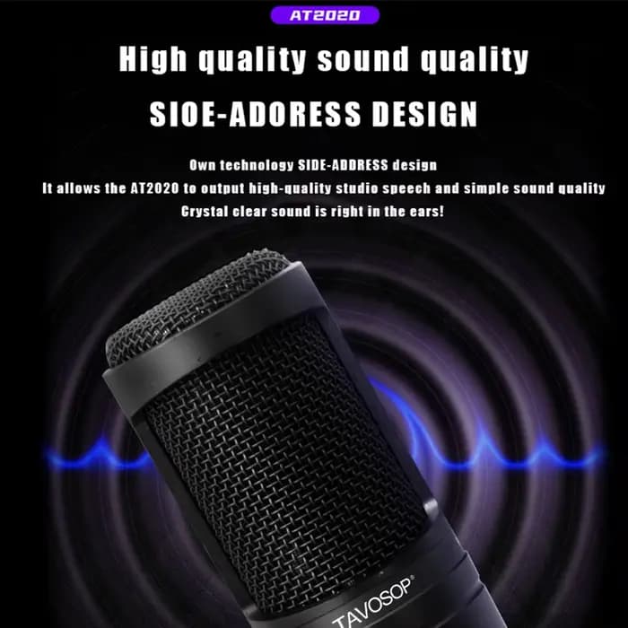 Microphone à condensateur cardioïde filaire TAVOSOP AT2020 pour chant