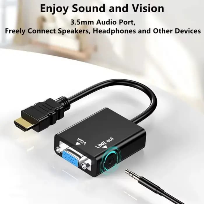 Adaptateur HDMI vers VGA avec convertisseur de câble Audio HD1080P pour PC portable