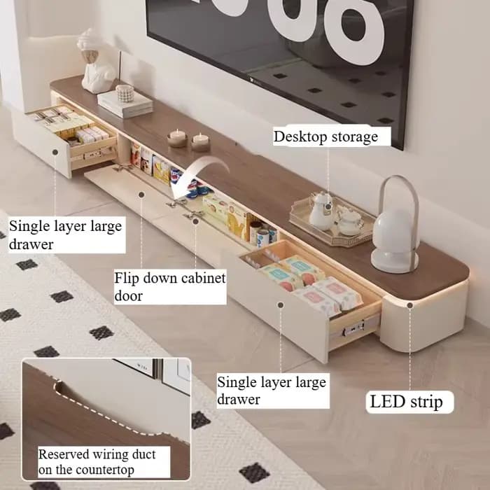 Ensemble meuble TV moderne et table basse blanc pour salon