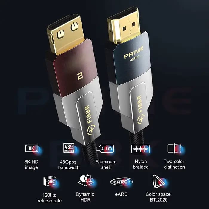 Câble Fiber optique 8K 48Gbps HDMI 2.1-Compatible 8K 60Hz 4K 120Hz 144Hz HDR10 + eARC Dolby pour Blu-Ray PC portable TV PS5/4