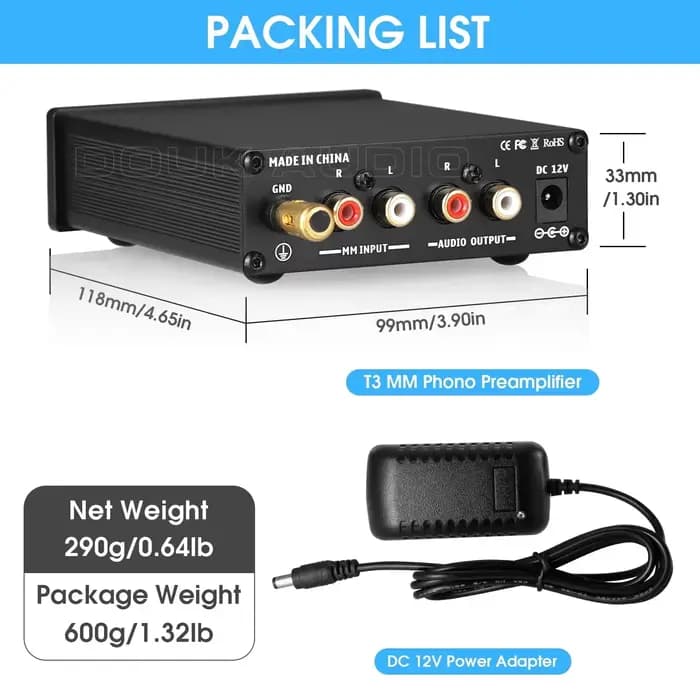 Préamplificateur de scène phono HiFi Douk Audio MM RIAA pour tourne-disque