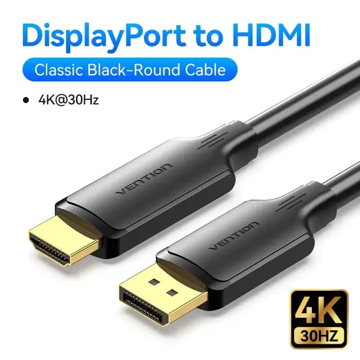 Câble Vention DisplayPort vers HDMI, convertisseur DP vers HDMI 4K60Hz/4K30Hz pour PC, moniteur d'or