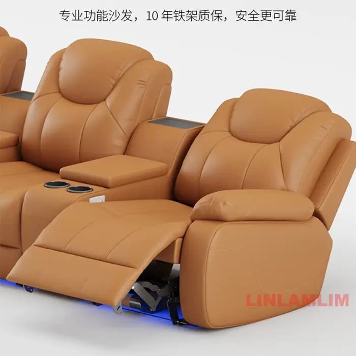Fauteuils de cinéma maison électriques avec porte-gobelets et console d'accoudoir