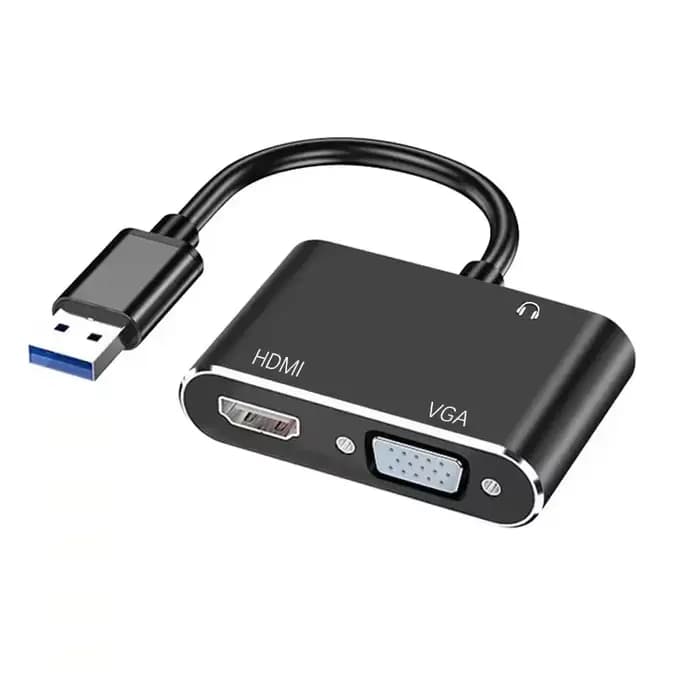 Adaptateur convertisseur Audio-vidéo USB 3.0 vers HDMI VGA 3 en 1, 1080P 4K, affichage double écran,