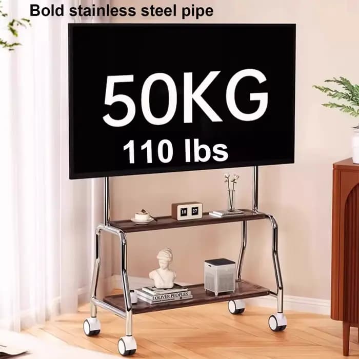 Support TV mobile 32-65 pouces en acier inoxydable