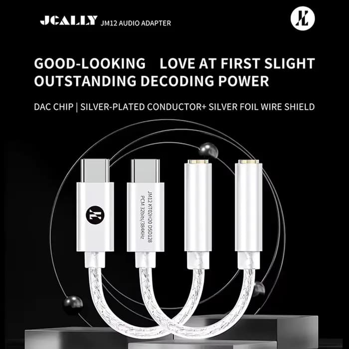 JCALLY JM12 amplificateur d'oreille puce DAC Audio haute résolution/DSD128 KT02H20 type-c à 3.5mm 32Bits 384KHz