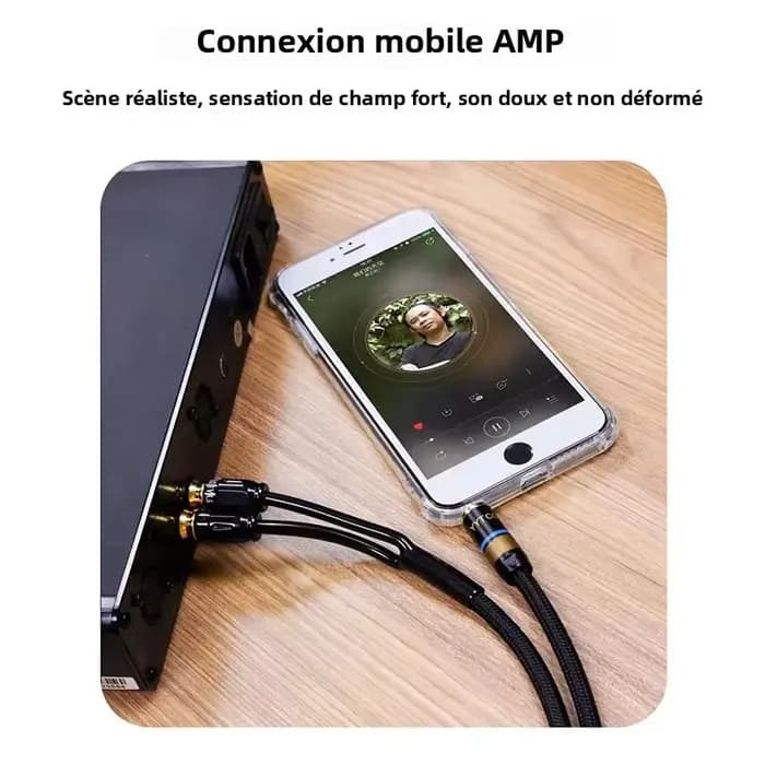Câble Audio 3.5mm à 2RCA HiFi stéréo AUX RCA Jack 3.5 Y séparateur pour amplificateurs