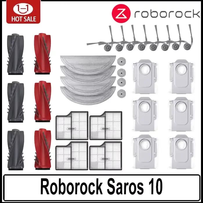 Roborock Saros 10 accessoires rouleau principal brosse latérale filtre Hepa vadrouille tissu sac à poussière robot aspirateur pièces