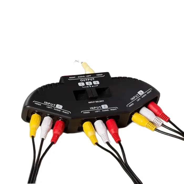Répartiteur RCA avec boîtier de commutation audio-vidéo à 3 voies
