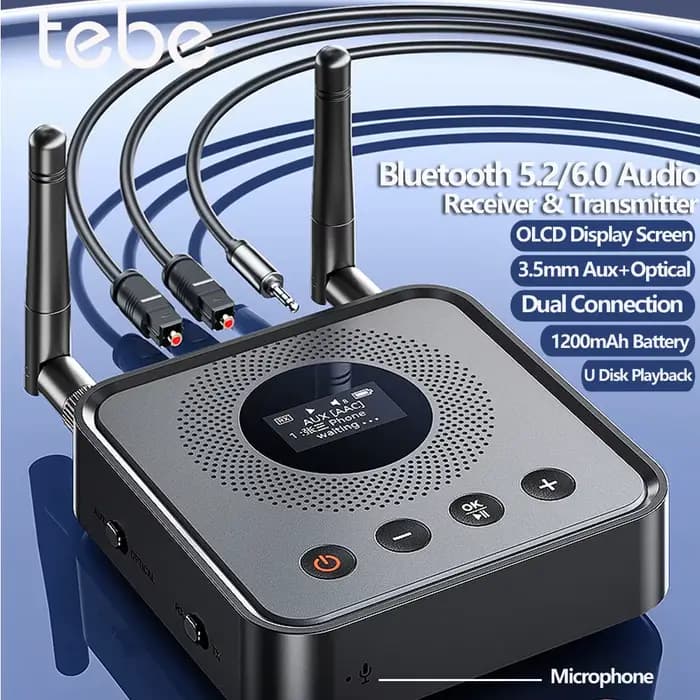 Tebe OLCD – récepteur et émetteur Audio Bluetooth 6.0/5.2, AAC AptX-LL/AD/HD, 3.5mm Aux, lecteur de