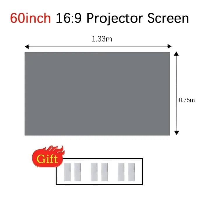Écran de projecteur pliable HD réfléchissant haute luminosité 60 100 120 pouces 16:9, rideau de Proj