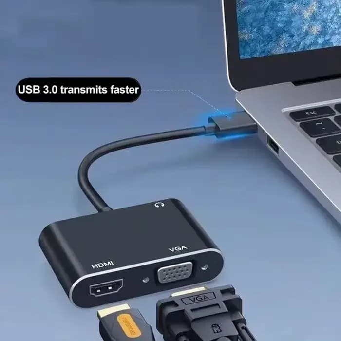 Adaptateur convertisseur Audio-vidéo USB 3.0 vers HDMI VGA 3 en 1