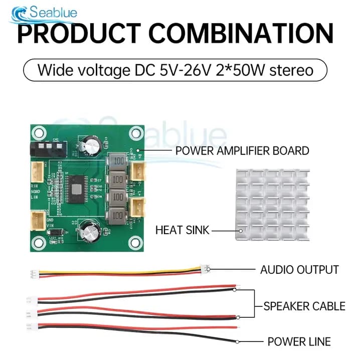 Carte d'amplificateur audio de classe D TPA3116 50W+50W double canal DC 5-26V, qualité sonore haute fidélité 100dB pour haut-parleur, audio domestique, DIY