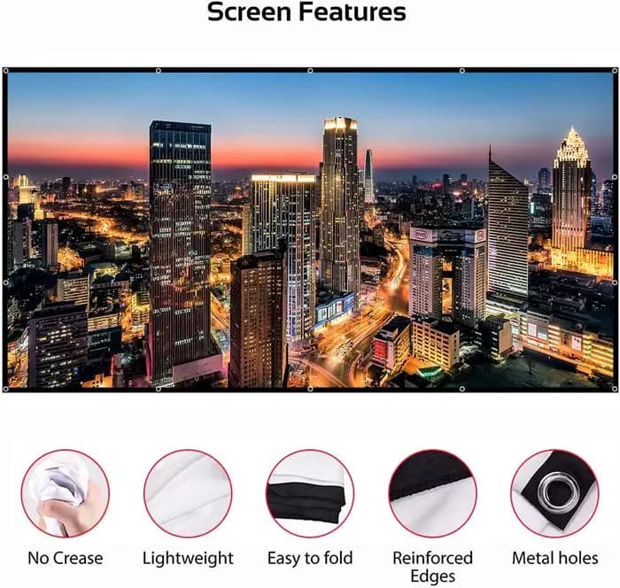 Écran de projecteur VEIDADZ blanc moins de plis 60-200 pouces