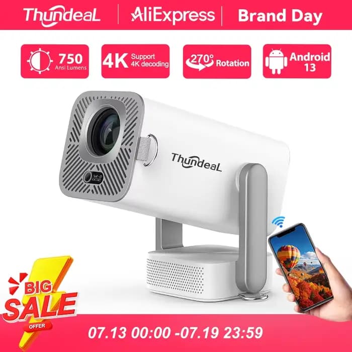 Mini projecteur HD ThundeaL TD80 Pro Full HD 1080P 4K Vidéo WIFI Android Projecteur portable TD80Pro