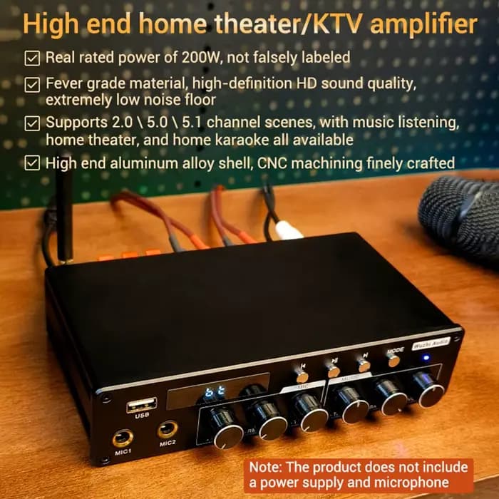 Amplificateur de théâtre KTV domestique pratique 200W ZK-AS200