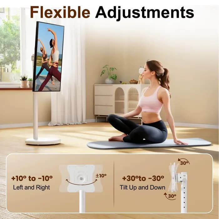 Meuble TV mobile réglable-360 ° Support au sol rotatif pour écrans OLED/LED 10-42"