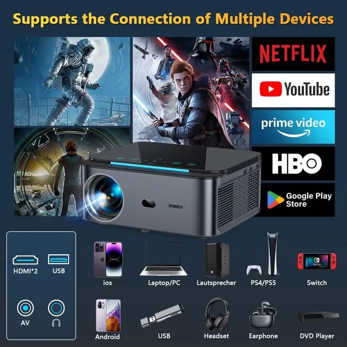 Projecteur Android XIWBSY 1000 ANSI Lumens 25000