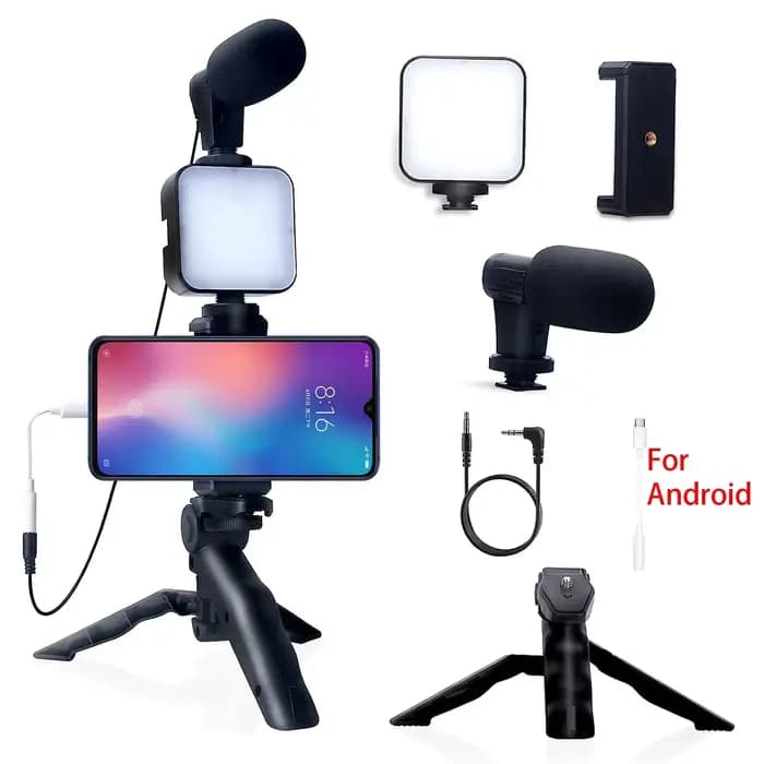 Trépied Mini Microphone Starter Vlog Kit pour TikTok, Live Stream Video, Smartphone prometteur, iPho
