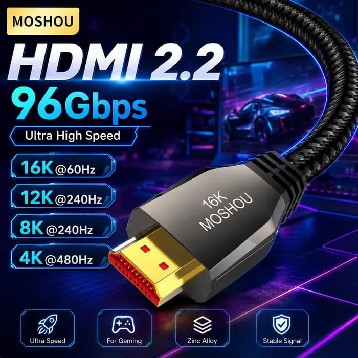 Câble HDMI 2.2 16K 96 Gbps ultra haute vitesse