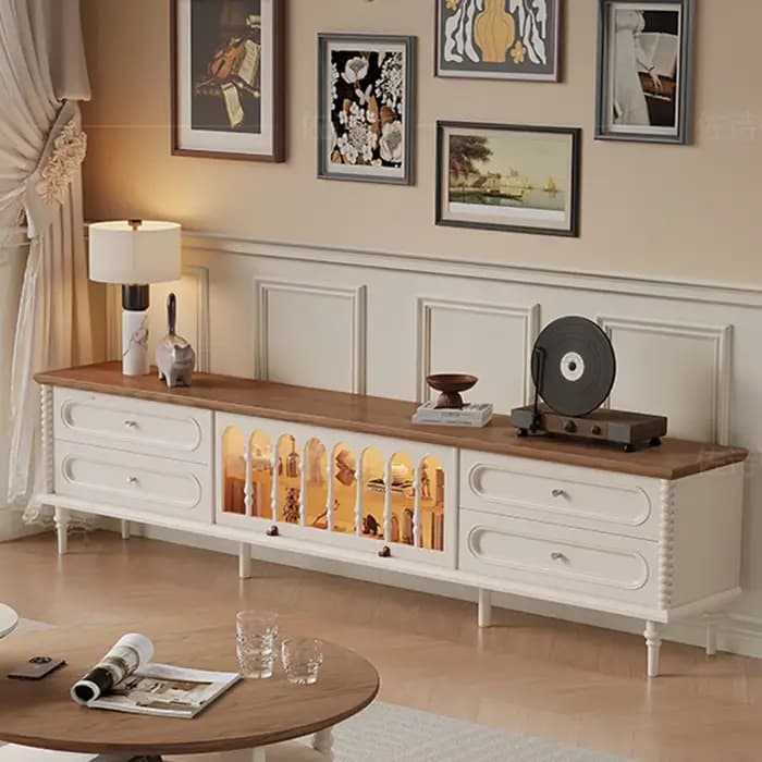 Meuble TV vertical haut moderne et minimaliste avec tiroirs