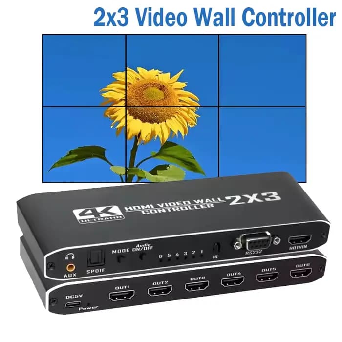 Contrôleur mural vidéo 4K 2x3, 1080P, HDMI, contrôleur mural TV 2x3 2x2 1x3 1x4 pour 6 écrans, proce