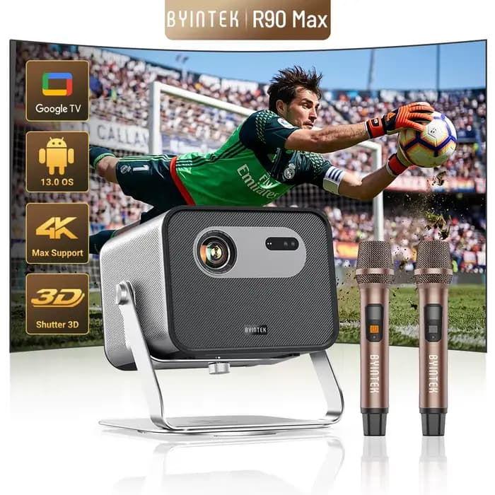 BYINTEK R90 Max Full HD 1080P projecteur 4K DLP 2200 ANSI Lumens Android TV 11.0 3D 4K pris en charg