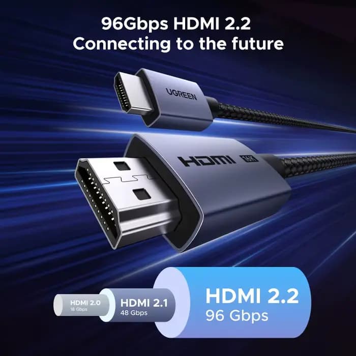 Câble vidéo HDMI 2.2 UGREEN HD 2m tressé 16K@60Hz 4K 8K@240Hz 96Gbps pour PS5 TV PC Moniteur Ordinateur Switch