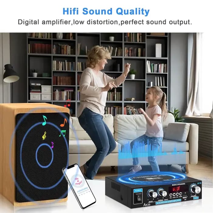 Amplificateur de puissance domestique AK35 800W 2 canaux Bluetooth 5.0 Son surround FM USB Télécommande Mini