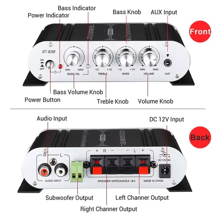 Lepy 838 HiFi 2.1 canaux amplificateur Audio stéréo basse